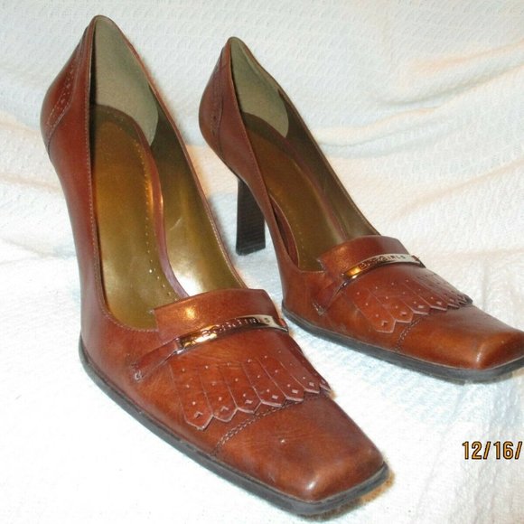 BDB GIRLS LEATHER SQUARE TOE HEELS - Picture 5 of 5